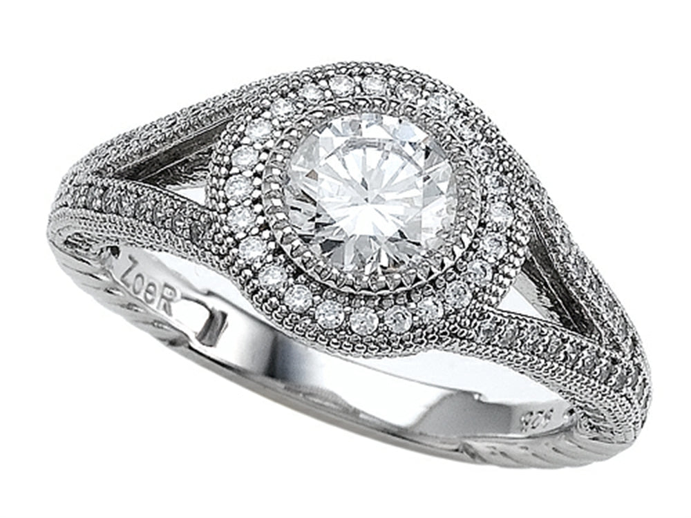 Zoe R™ 925 Sterling Silver Micro Pave Hand Set Cubic Zirconia (CZ) Engagement Ring
