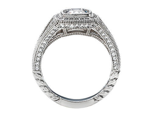 Zoe R™ 925 Sterling Silver Micro Pave Hand Set Cubic Zirconia (CZ) Halo Cushion-Cut Engagement Ring