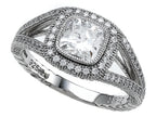 Zoe R™ 925 Sterling Silver Micro Pave Hand Set Cubic Zirconia (CZ) Halo Cushion-Cut Engagement Ring