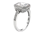 Zoe R™ 925 Sterling Silver Micro Pave Hand Set Cubic Zirconia (CZ) Halo Emerald Cut Center Engagement Ring