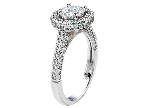 Zoe R™ 925 Sterling Silver Micro Pave Hand Set Cubic Zirconia (CZ) Round Engagement Ring