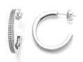 Zoe R™ 925 Sterling Silver Micro Pave Hand Set Cubic Zirconia (CZ) Two Row Medium Hoop Earrings