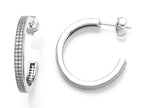 Zoe R™ 925 Sterling Silver Micro Pave Hand Set Cubic Zirconia (CZ) Two Row Medium Hoop Earrings
