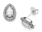 Zoe R™ 925 Sterling Silver Micro Pave Hand Set Cubic Zirconia (CZ) Pear Shape Earrings