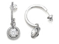 Zoe R™ 925 Sterling Silver Micro Pave Hand Set Cubic Zirconia One Row Medium Hoop Earrings and Round Dan
