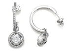 Zoe R™ 925 Sterling Silver Micro Pave Hand Set Cubic Zirconia One Row Medium Hoop Earrings and Round Dan