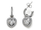 Zoe R™ 925 Sterling Silver Micro Pave Hand Set Cubic Zirconia (CZ) One Row Small Hoop Earrings and Heart Shape