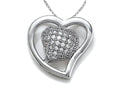 Zoe R™ 925 Sterling Silver Micro Pave Hand Set Cubic Zirconia Heart Pendant Necklace On 18 Inch Chain