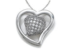 Zoe R™ 925 Sterling Silver Micro Pave Hand Set Cubic Zirconia Heart Pendant Necklace On 18 Inch Chain