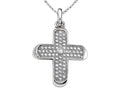 Zoe R™ 925 Sterling Silver Micro Pave Hand Set Cubic Zirconia (CZ) Medium Cross Pendant Necklace On 18