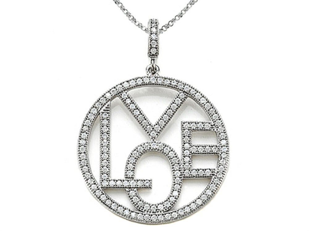 Zoe R™ Sterling Silver Micro Pave Hand Set Cubic Zirconia (CZ) Love Pendant Necklace