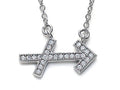 Zoe R™ Sterling Silver Micro Pave Hand Set Cubic Zirconia (CZ) Sagittarius Zodiac Pendant Necklace On 18 Inch Adjustable