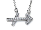Zoe R™ Sterling Silver Micro Pave Hand Set Cubic Zirconia (CZ) Sagittarius Zodiac Pendant Necklace On 18 Inch Adjustable