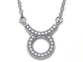 Zoe R™ Sterling Silver Micro Pave Hand Set Cubic Zirconia (CZ) Taurus Zodiac Pendant Necklace On 18 Inch Adjustable Chai