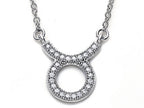 Zoe R™ Sterling Silver Micro Pave Hand Set Cubic Zirconia (CZ) Taurus Zodiac Pendant Necklace On 18 Inch Adjustable Chai