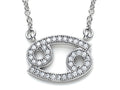 Zoe R™ Sterling Silver Micro Pave Hand Set Cubic Zirconia (CZ) Cancer Zodiac Pendant Necklace On 18 Inch Adjustable Chai