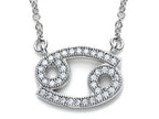 Zoe R™ Sterling Silver Micro Pave Hand Set Cubic Zirconia (CZ) Cancer Zodiac Pendant Necklace On 18 Inch Adjustable Chai