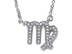 Zoe R™ Sterling Silver Micro Pave Hand Set Cubic Zirconia (CZ) Virgo Zodiac Pendant Necklace On 18 Inch Adjustable Chain