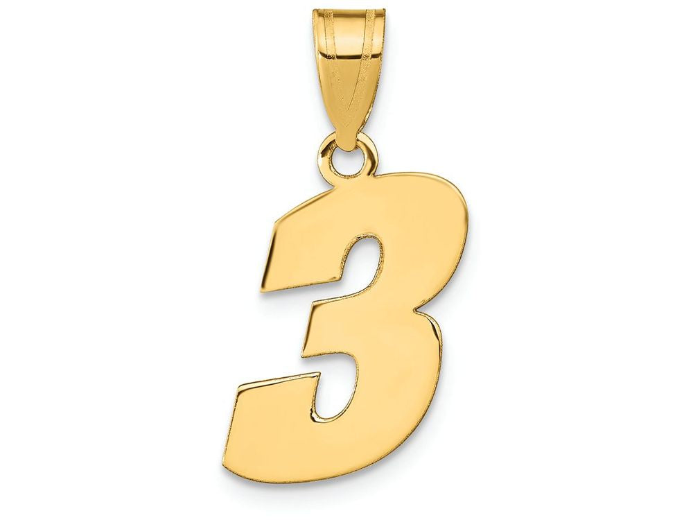 FJC Finejewelers 14k Yellow Gold Polished Block Number 3 Charm