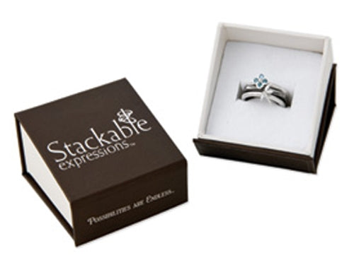 Stackable Expressions Sterling Silver Rhod. Garnet and Diamond Stackable Ring