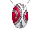 Finejewelers Pink and White Enamel Sterling Silver Pendant Necklace with Pink CZ's