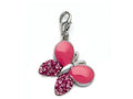 Finejewelers Pink Enamel Butterfly Charm with Pink CZ's for Charm Braclelet or Smartphone using our Smartphone Plug Adap