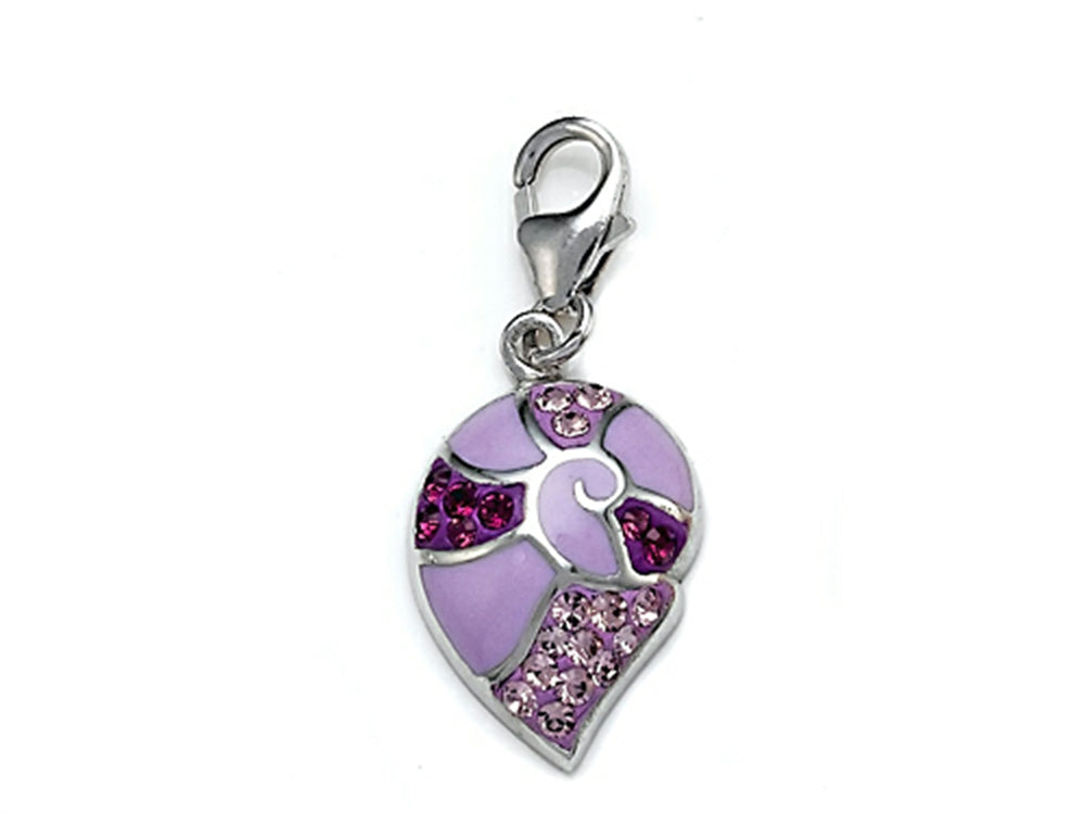 Finejewelers Pink Enamel Charm with Pink CZ's for Charm Braclelet or Smartphone using our SmartPhone Plug