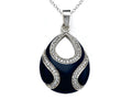 Finejewelers Blue Enamel Sterling Silver Pendant Necklace with White CZ's