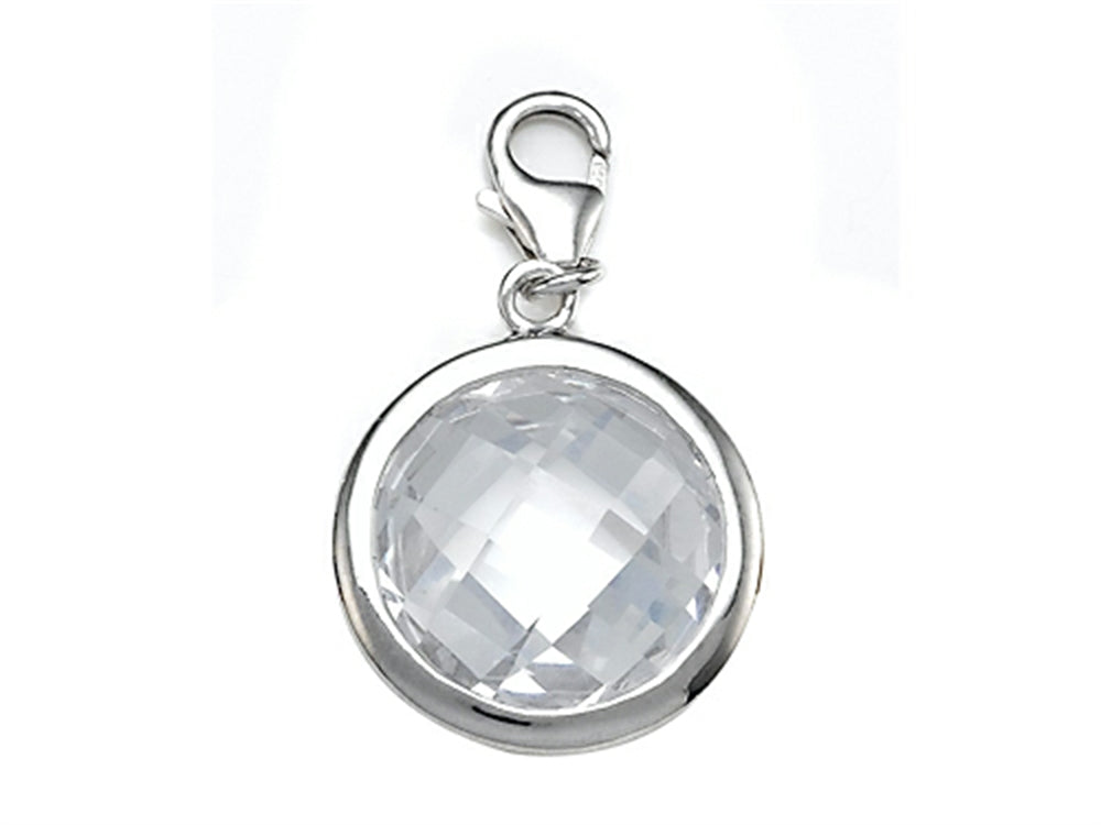 Finejewelers April Simulated Birth Month Round Shape Charm for Charm Braclelet or Smartphone using Plug