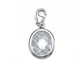Finejewelers April Simulated Birth Month Small Oval Shape Charm for Charm Braclelet or Smartphone w/ Plug
