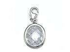 Finejewelers April Simulated Birth Month Small Oval Shape Charm for Charm Braclelet or Smartphone w/ Plug