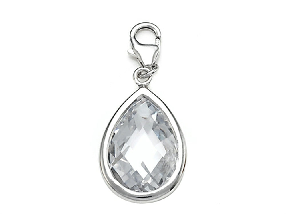 Finejewelers April Simulated Birth Month Pear Shape Charm for Charm Braclelet or Smartphone using our Smartphone Plug Ad