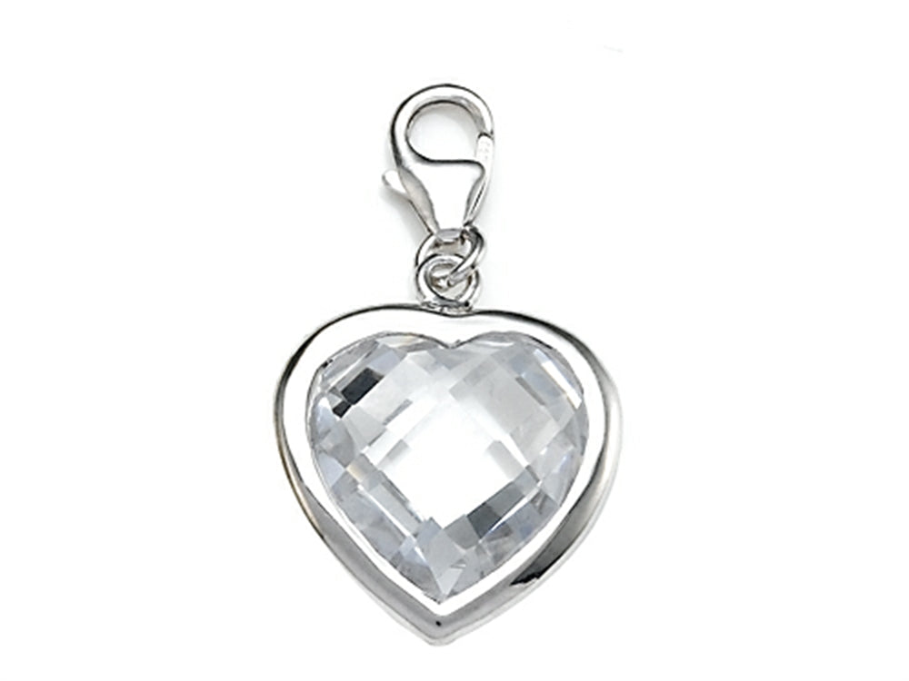 Finejewelers April Simulated Birth Month Heart Shape Charm for Charm Braclelet or Smartphone using our Smartphone Plug A