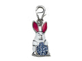 Finejewelers White, Blue and Pink Enamel BunnyRabbit Charm with Blue CZ's for Charm Braclelet