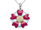 Finejewelers Blue and Pink Enamel Sterling Silver Pendant Necklace with Yellow CZ's