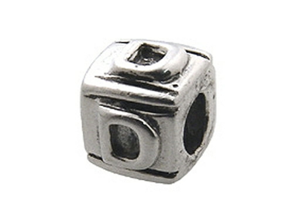 Zable™ Sterling Silver Block D-Letter Bead / Charm
