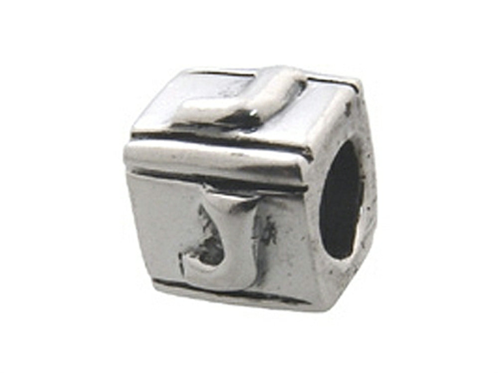 Zable™ Sterling Silver Block J-Letter Bead / Charm