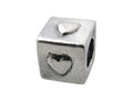 Zable™ Sterling Silver Block with Hearts Bead / Charm