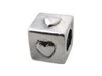 Zable™ Sterling Silver Block with Hearts Bead / Charm