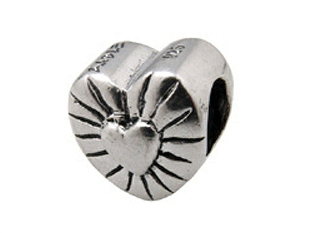 Zable™ Sterling Silver Heart with Sun Burst Bead / Charm