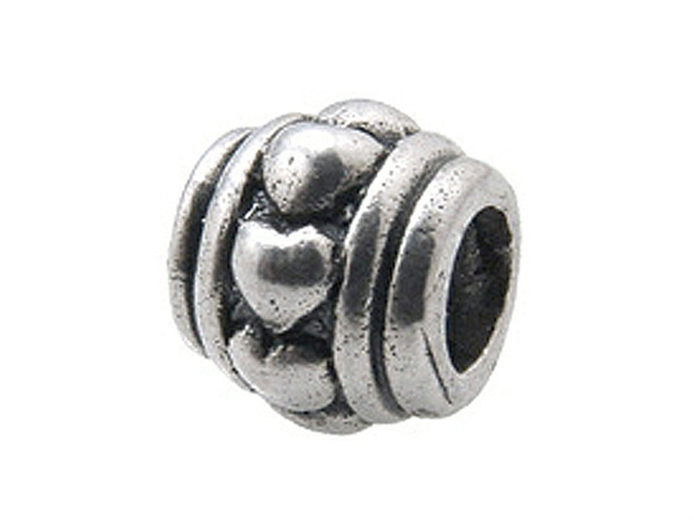 Zable™ Sterling Silver Tube with Hearts Bead / Charm