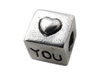 Zable™ Sterling Silver Cube with Heart You Bead / Charm