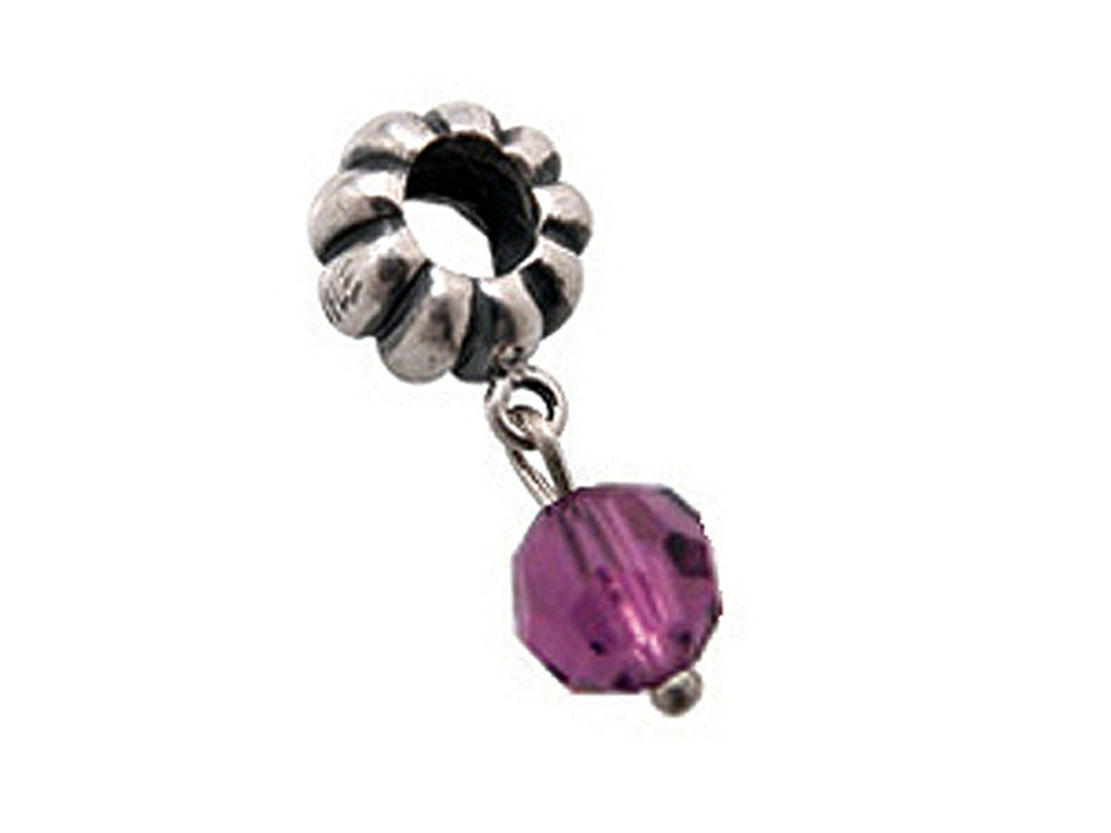 Zable™ Sterling Silver February Crystal Dangle Bead / Charm