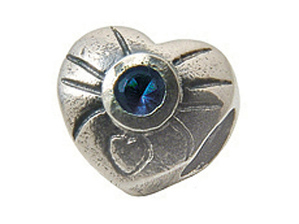 Zable™ Sterling Silver September Birth Month Heart Bead / Charm