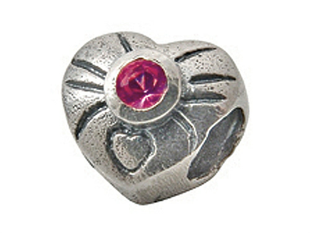 Zable™ Sterling Silver October Birth Month Heart Bead / Charm