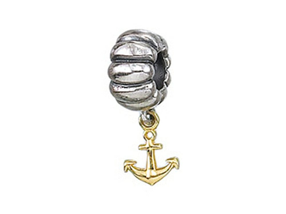 Zable™ Sterling Silver and Yellow Gold Anchor Dangle Bead / Charm