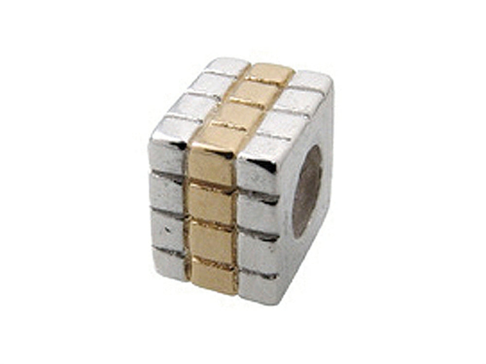 Zable™ Sterling Silver Gold Small Boxes Spacer Bead / Charm