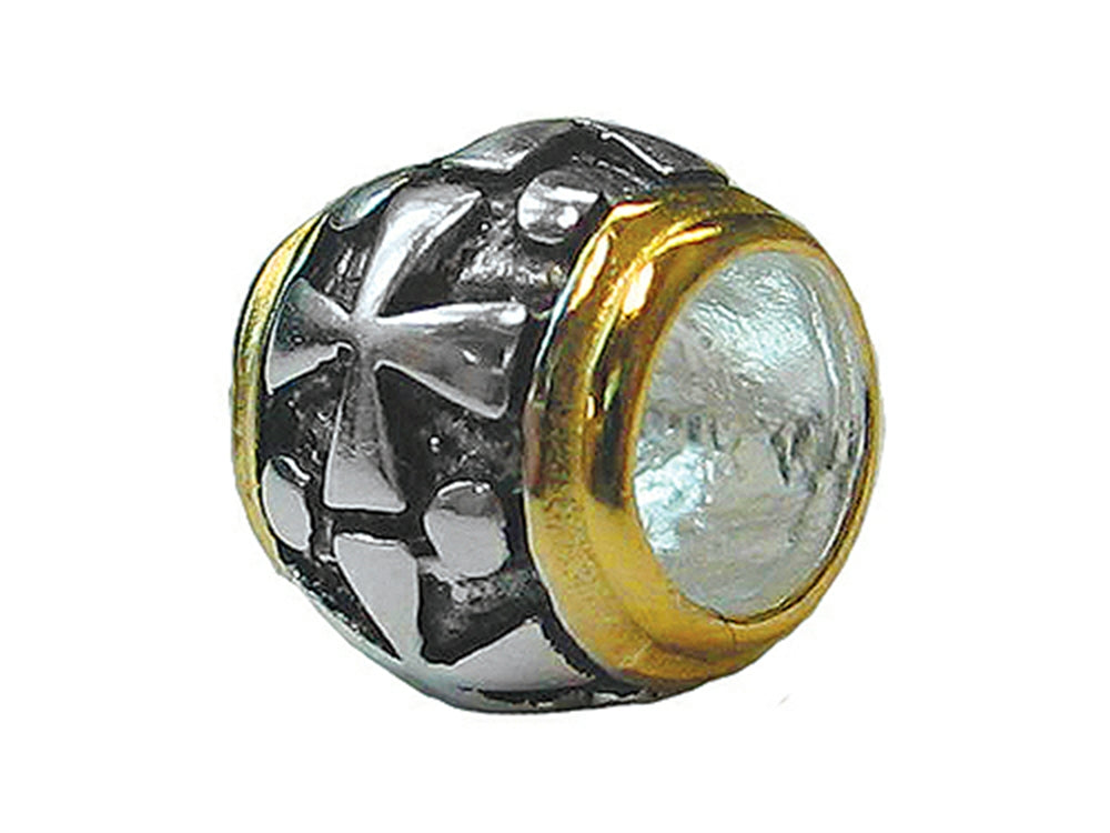 Zable™ Sterling Silver Gold Cross Barrel Bead / Charm