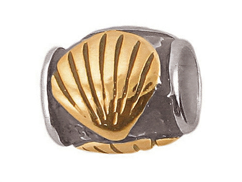 Zable™ Sterling Silver Gold Shell Barrel Compatible Bead / Charm