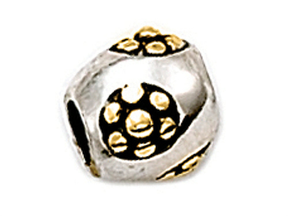 Zable™ Sterling Silver Gold Daisies Barrel Bead / Charm